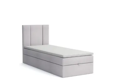 Produktbild von MR GROUP Boxspringbett Alta 100x200 cm Kinderbett, Jugendbett, Einzelbetten, Bett mit Stauraum, Polsterbett Matratze Topper H3 Schlafzimmer, hellgrau