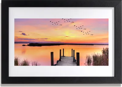 Produktbild von Bild 30x20 MDF-Rahmen Wandkunst Pier Sunset Lake