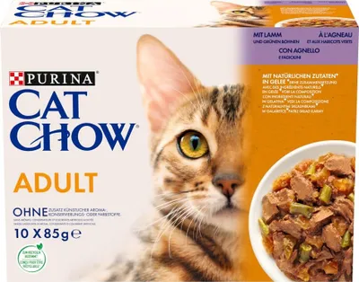 Obrázek produktu pro Cat Chow s jehněčím a zelenými fazolkami 10x85g