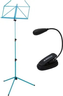 Image de K&M 100-1 Pied à musique Meerblau avec lampe à pince