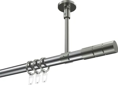 Produktbild von Interdeco Gardinenstange / Vorhangstange Chrom / Edelstahl-Optik, Typ Sonette Elanto (Rillenzylinder) Deckenmontage, 20 mm Ø 1-läufig, 160 cm