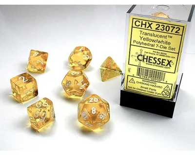 Produktbild von Chessex Würfelset Polyhedral Gelb-Weiß Transparent 7 Stück