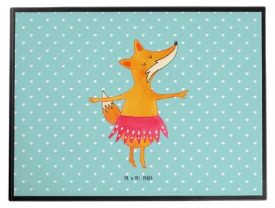 Produktbild von Mr. & Mrs. Panda Schreibunterlage Fuchs Ballerina - Türkis Pastell - Geschenk, Geburtstag, Füchse, Tanzen, schreibauflage, schreibtischunterlagen, Schreibtischauflage