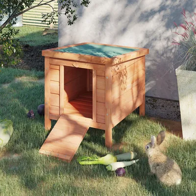 Produktbild von Sweiko Kleintierstall Kleintierhaus mit Rampe Holz Grün + Natur