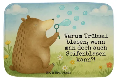 Produktbild von Mr. & Mrs. Panda badezimmermatte Bär Seifenblasen Design - Weiß - Geschenk, Badezimmerteppich, Lustig Sein Glücklich Traurig Happy, Teddy, teppich für bad, Duschvorleger