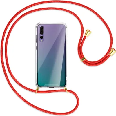 Produktbild von Handykette Backcover-Schutzhülle mit Band (Metall goldfarben) für Huawei P20 Pro - rot