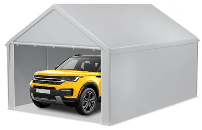 Productafbeelding van NAIZY 4MX6M, grijze, transportabele voertuigtent met verzinkte stalen buizen, PE-doek, inclusief grondpennen, geschikt voor auto's, motorfietsen en seizoensgebruik