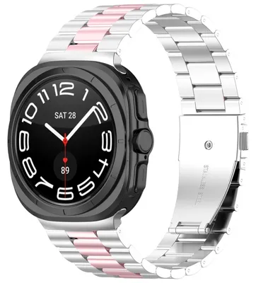 Produktbild von By Qubix Edelstahl-Gliederarmband - Silber mit Roségold - passend für Samsung Galaxy Watch 8 - 40 mm / 44 mm