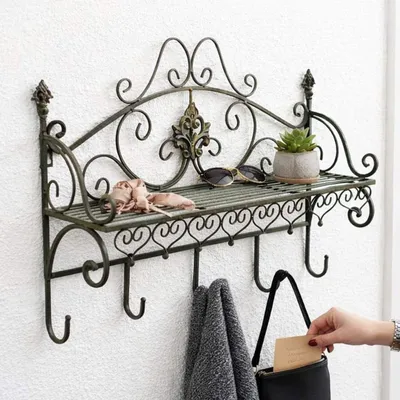 Image de DanDiBo Portemanteau mural métal avec étagère 60 cm Malega Patère 12205 Étagère murale Portemanteau vintage
