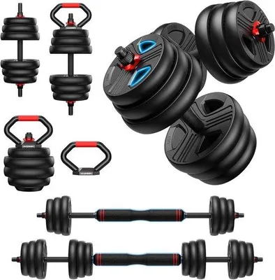 Produktbild von Verstellbares Halterset – Fitness-Halterung – Krafttraining – 5-in-1, multifunktional – 10-40 kg – Schwarz