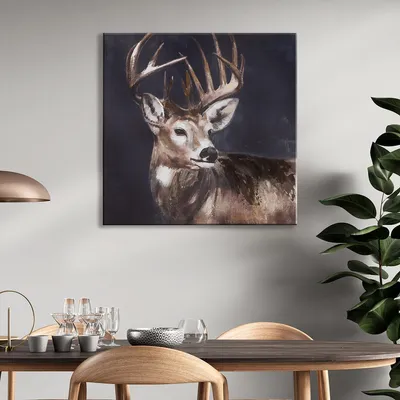 Produktbild von Gilde Bild, quadratisch, "Hirsch", Hirschmotiv, Leinwand, schwarz, VE 1, L. 3 cm, B. 60 cm, H. 60 cm 38470 4063387384701