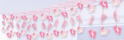 Produktbild von Amscan Baby Girlande zur Geburt für Mädchen, 3,65 m lang, 30,5 cm breit