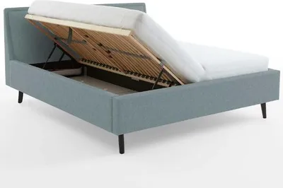 Produktbild von Doppelbett Estee 180x200cm mit Stauraum - eisblau/schwarz