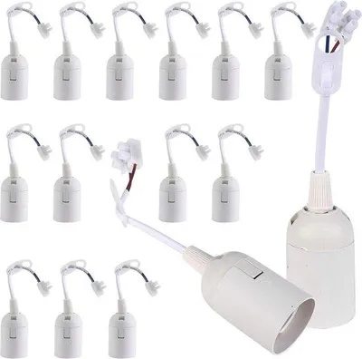 Image de Lot de 15 lampes de chantier à câble E27 - 4 A 250 V - Plafonnier de salon - Lustre de cuisine - Lampe de chantier pour chambre à coucher - Blanc.