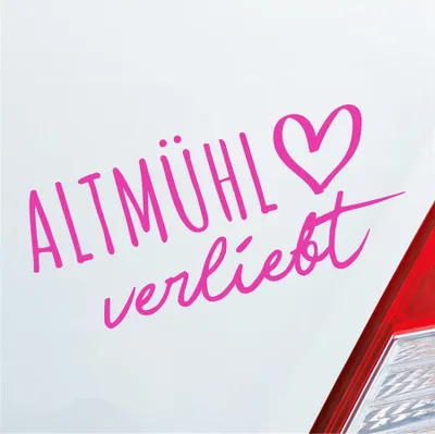 Produktbild von Auto Aufkleber Altmühl verliebt Herz Fluss Wasser Water Liebe Car 19x9 cm Pink Sticker Heckscheibenaufkleber