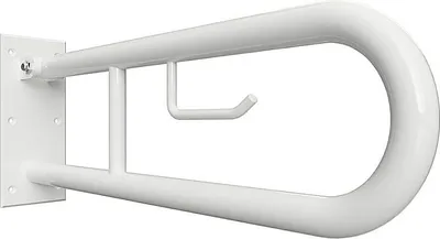 Produktbild von BELP Stützklappgriff in U-Form mit Toilettenpapierhalter Eisen Weiß 100x250x629 mm, 120 kg Traglast für Bad & WC >> zum Bohren