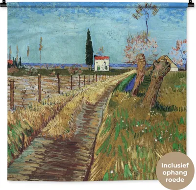 Produktbild von MuchoWow® Wandteppich Wandbehang Weg durch ein Weidenfeld - Vincent van Gogh 90x90 cm Tapisserie Dekoration Wandtuch - Wandaufhänger