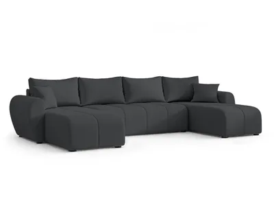 Image de AX LIVING Malatya U Canapé avec fonction sommeil Canapé d'angle gris foncé 311 cm