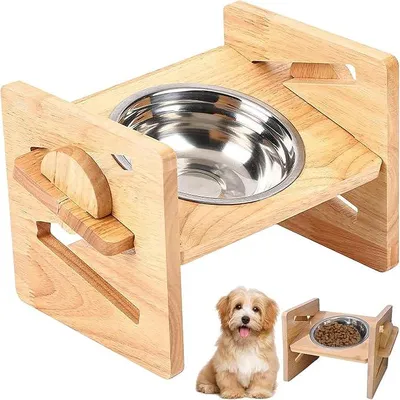 Produktbild von PolkaHome® Erhöhter Hundenapf, 15° verstellbarer Futterspender für Hunde, höhenverstellbarer erhöhter Futternapf mit Edelstahlschale,