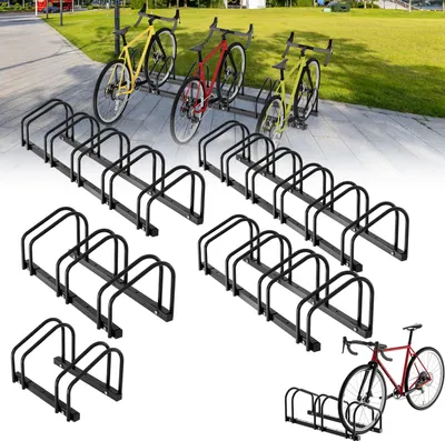 Immagine prodotto di Aopunly Portabiciclette per 6 biciclette Stand Nero Portabiciclette Sistema di parcheggio per biciclette in varie dimensioni