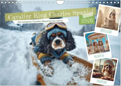 Produktbild von Cavalier King Charles Spaniel. Die lustigsten Cavalier Momente des Jahres. (Wandkalender 2026 DIN A4 quer), CALVENDO Monatskalender