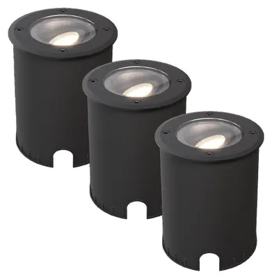 Produktbild von hoftronic LED-Bodeneinbaustrahler 5W 4000K IP67 Schwarz 3er Set