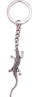 Produktbild von Onwomania Schlüsselanhänger Gecko Salamander silber Metall Anhänger Charm