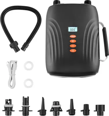 Zdjęcie produktu dla Pompka do deski SUP z akumulatorem 20PSI - Pompka powietrza czarna 12V DC - Pompka do deski SUP