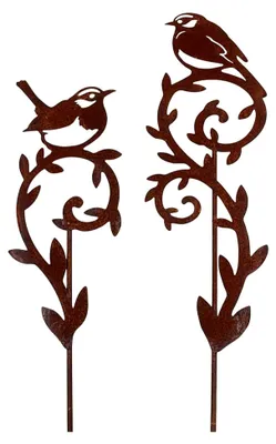 Produktbild von Gartenstecker Vogel 2er Set Rost 45 cm Dekostecker Dekoherz Edelrost Gartendeko Blumenstecker