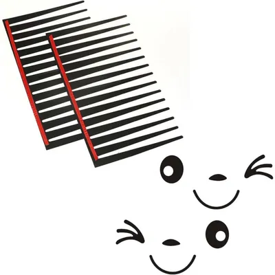 Produktbild von Autowimpern Schwarz 2 Stück mit 2 Smiley Rückspiegel Aufklebern