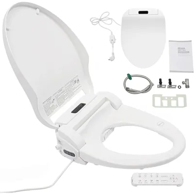 Immagine prodotto di Sedile per WC intelligente - Accessorio bidet elettrico - Riscaldamento da 32 a 48 °C - Funzione doccia - Sedile per bambini - Bianco