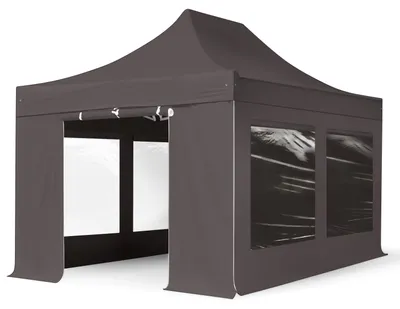 Produktbild von TOOLPORT 3x4,5m Aluminium Faltpavillon, inkl. 4 Seitenteile, dunkelgrau
