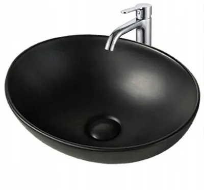 Produktbild von Keramik Waschbecken Aufsatzwaschbecken mattes Schwarz 41x33 cm
