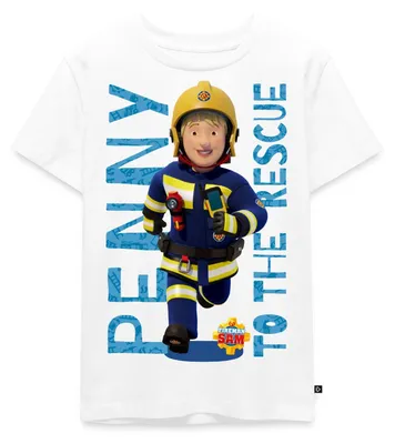 Produktbild von Spreadshirt Feuerwehrmann Sam™ Penny To The Rescue Kinder Premium T-Shirt, 122/128 (6 Jahre), Weiß