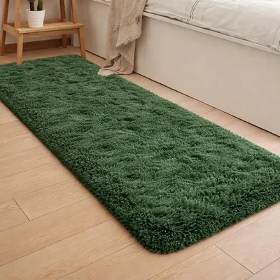 Imagen del producto de Alfombra de pelo alto, color verde oscuro, 200x300 cm, lavable, antideslizante, ideal para el salón