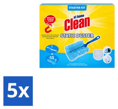 Productafbeelding van 5 x Starterset "At Home Clean" met elektrostatische microvezeldoeken voor het verwijderen van stof - voordelingspakket - 5 stuks