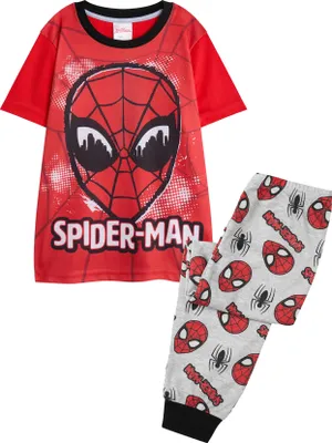 Immagine prodotto di Spider-Man - Pigiama con pantaloni lunghi per ragazzi a maniche corte NS8648 (116) (rosso/grigio)