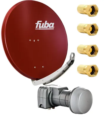 Produktbild von Fuba DAA 850 R Antenne 85 cm Alu Rot + DEK 217 Twin LNB HDTV + 4 F-Stecker