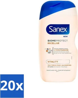 Image de Gel douche micellaire Sanex BiomeProtect – Vitalité – 0 % sulfate – Pour tous types de peau – 400 ml - Pack économique - 20 pièces