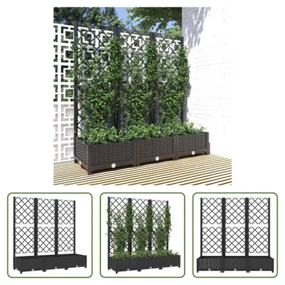 Produktbild von The Living Store Pflanzkübel mit Spalier Schwarz 120x40x121,5 cm PP