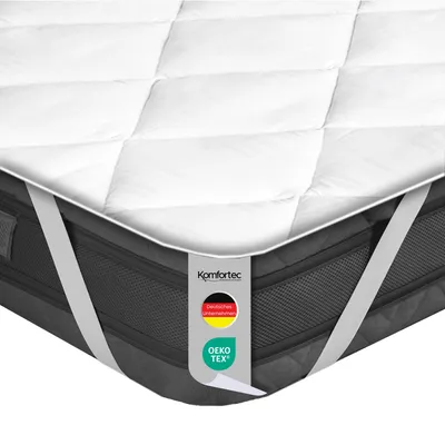 Produktbild von Komfortec 140x200 cm Matratzentopper für Bett und Boxspringbett, 4 elastische Bänder, 500 g/m² Atmungsaktive Matratzenauflage, Gesteppt Matratzenschutz, Unterbett Weiche Matratzenschoner, weiß