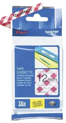 Obrázek produktu pro Brother TZE-MPRG31, Černá na červené, Nekonečná etiketa, TZe, Šedá, Tepelný přenos, Čína