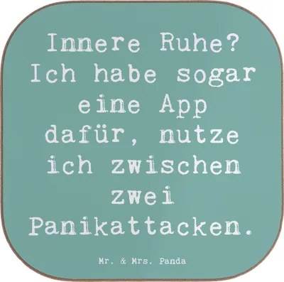 Produktbild von Mr. & Mrs. Panda Getränkeuntersetzer Spruch Innere Ruhe - Meeresbrise - Geschenk, Untersetzer für Gläser, Zitat, Glas, Panikattacken, Motivation, Meditation, Gefühl