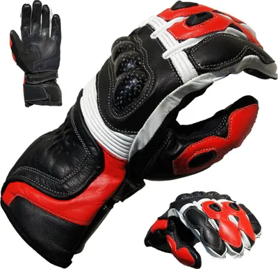 Produktbild von PROANTI Motorradhandschuhe Racing Leder Motorrad Handschuhe Rot