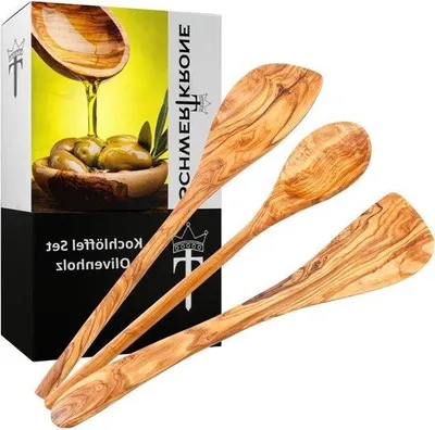 Produktbild von Holz-Spatel-Set - Risottolöffel - Punktig und rund - Küchenutensilien