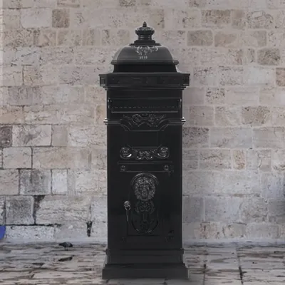 Obrázok produktu pre The Living Store Stĺpiková poštová schránka hliníková vintage štýl nerezová oceľ čierna