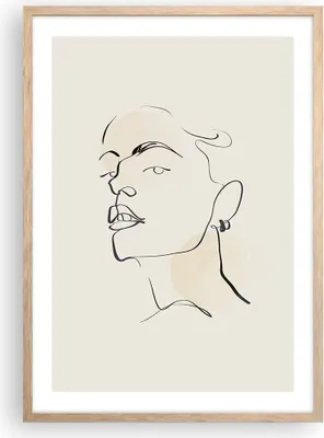Produktbild von Gerahmtes Poster - Rahmen in heller Eiche - Minimalismus Porträt Linie - 50x70 cm - Wand Bild - Wanddeko - Wandbilder - Kunstposter - Wandposter - Bilderrahmen - Bilder - Kunstdruck - P2NPA50x70-4815