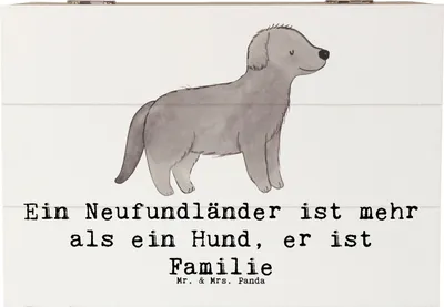 Produktbild von Mr. & Mrs. Panda Box Neufundländer Familie 22 x 15 cm - Weiß - Geschenk, Liebe zum Hund, Hunde, Familienhund, Kiste, schatztruhe, fotobox, Hunderassen Charakter, loyal