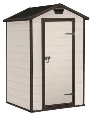 Immagine prodotto di Manor 4x3 - Casetta da Giardino 129x196x103 cm 1 Anta per deposito attrezzi fini-tura effetto legno graffiato in Resina Beige