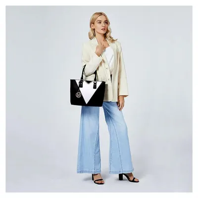 Produktbild von Damen Handtasche Mittelgroß aus Kunstleder, Schultertasche Tote Shopper mit Umhängetasche, Elegante Größe für Arbeit und Reisen